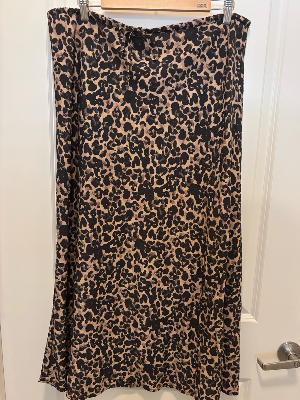 Marine Layer Leopard-Print Midi Skirt in Black and Tan